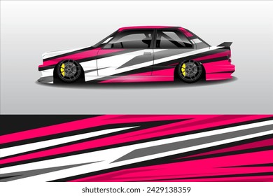 Vector de diseño de pegatina de coche. Diseño gráfico abstracto del fondo de la línea de carreras para el vehículo, coche de carreras, rally, aventura y envoltura de librea