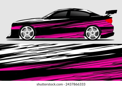 Car sticker design vector. Graphic abstract line racing background kit design for vehicle, race car, rally, adventure and livery wrapping