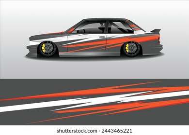 Car sticker design vector. Graphic abstract line racing background kit design for vehicle, racing car, rally