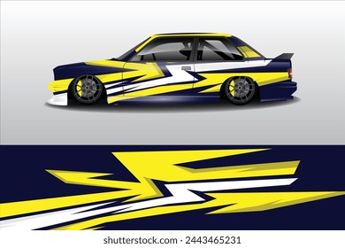 Car sticker design vector. Graphic abstract line racing background kit design for vehicle, racing car, rally