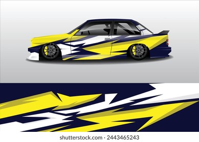 Car sticker design vector. Graphic abstract line racing background kit design for vehicle, racing car, rally