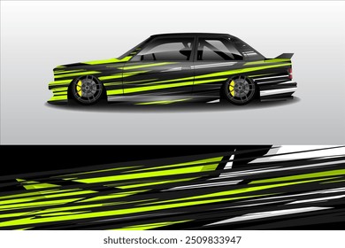 Car sticker design vector. Graphic abstract line racing background kit design for vehicle, race car, rally, adventure and livery wrapping