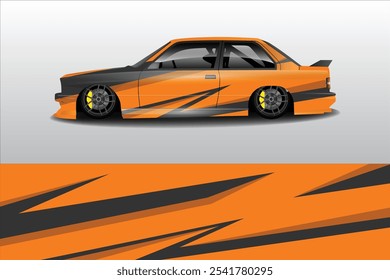 Car sticker design vector. Graphic abstract line racing background kit design for vehicle, race car, rally, adventure and livery wrapping