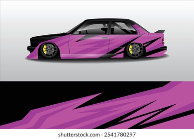 Car sticker design vector. Graphic abstract line racing background kit design for vehicle, race car, rally, adventure and livery wrapping