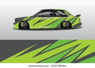 Car sticker design vector. Graphic abstract line racing background kit design for vehicle, race car, rally, adventure and livery wrapping