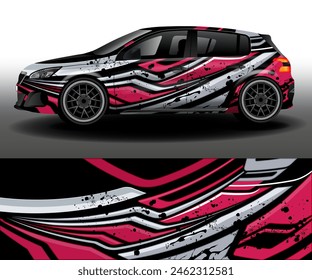 Car sticker design vector. Set of graphic abstract stripes on a black background for cars, rally, racing cars.
