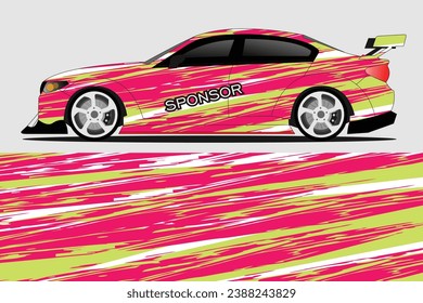 Car sticker illustration design vector. Graphic abstract line racing background kit design for vehicle, race car, rally, adventure and livery wrapping