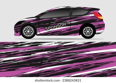 Car sticker illustration design vector. Graphic abstract line racing background kit design for vehicle, race car, rally, adventure and livery wrapping