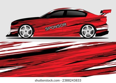 Car sticker illustration design vector. Graphic abstract line racing background kit design for vehicle, race car, rally, adventure and livery wrapping