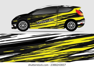 Vector de diseño de ilustración de autoadhesivo de coche. Diseño gráfico abstracto del kit de fondo de carreras de línea para vehículo, coche de carreras, rally, aventura y envoltura de livery