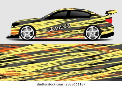 Vector de diseño de ilustración de autoadhesivo de coche. Diseño gráfico abstracto del kit de fondo de carreras de línea para vehículo, coche de carreras, rally, aventura y envoltura de livery