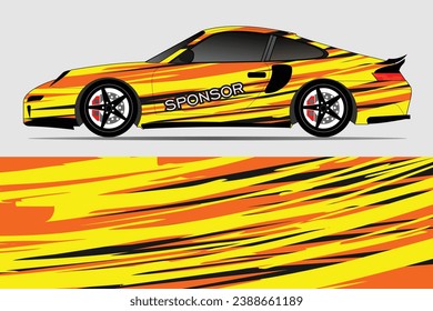 Car sticker illustration design vector. Graphic abstract line racing background kit design for vehicle, race car, rally, adventure and livery wrapping
