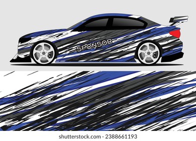 Car sticker illustration design vector. Graphic abstract line racing background kit design for vehicle, race car, rally, adventure and livery wrapping