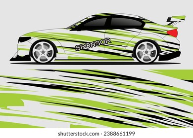 Car sticker illustration design vector. Graphic abstract line racing background kit design for vehicle, race car, rally, adventure and livery wrapping