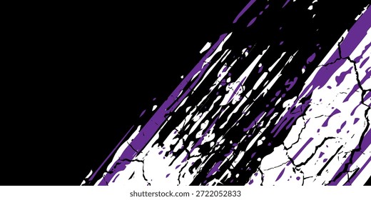Patrón de etiqueta engomada del coche Negro Púrpura Pincel Wrap Anuncio abstracto Líneas deportivas Púrpura Negro Combinación de color Grunge Diseño de patrón de pincel, Ilustración vectorial.