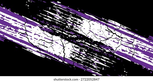 Patrón de etiqueta engomada del coche Negro Púrpura Pincel Wrap Anuncio abstracto Líneas deportivas Púrpura Negro Combinación de color Grunge Diseño de patrón de pincel, Ilustración vectorial.