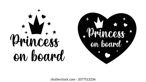 Car sticker Princess on board, icon, sticker 