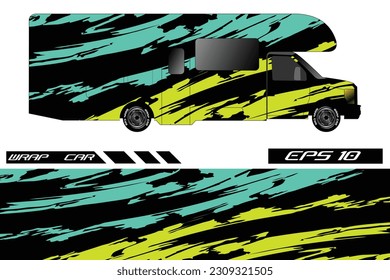 Car sticker van design. Wrap design vector. Cargo van decal, truck and camper car car wrapping vector.
