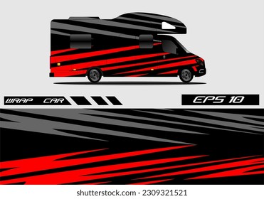 Car sticker van design. Wrap design vector. Cargo van decal, truck and camper car car wrapping vector.