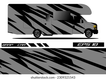 Car sticker van design. Wrap design vector. Cargo van decal, truck and camper car car wrapping vector.