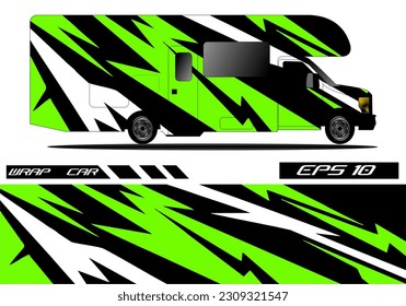 Car sticker van design. Wrap design vector. Cargo van decal, truck and camper car car wrapping vector.