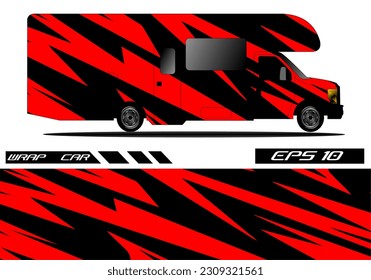 Autoaufkleber, Van Design. Wrap Design-Vektorgrafik. Cargo van decal, LKW und Camper Auto Umhüllungsvektor.