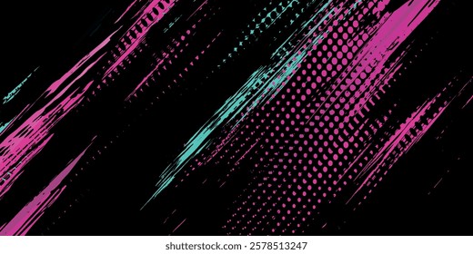 Car sticker wrap banner abstract sporty lines pink blue greenish grunge color combination brush storm thunder modern pattern.