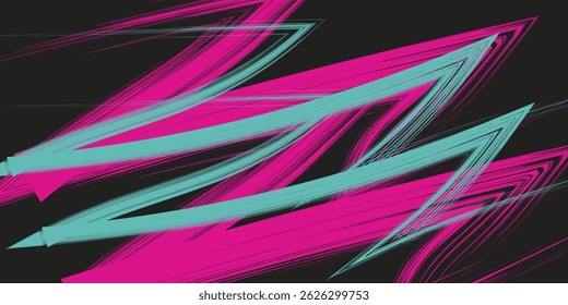 Car sticker wrap banner abstract sporty lines pink blue greenish grunge color combination brush storm thunder modern pattern racing motorsport.