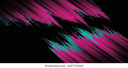 Etiqueta engomada del coche abrigo de Anuncio abstracto líneas deportivas rosa azul verdoso grunge combinación de color cepillo tormenta trueno moderno.