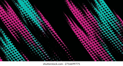 Autoaufkleber Wrap Banner abstrakte sportliche Linien rosa blau grünlich farbig Kombination Pinsel Sturm Donner modernes Muster Rennsport Motorsport. eps10.

