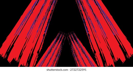 Car sticker wrap banner abstract sporty lines blue, red and black grunge color combination brush thunder storm pattern motorsport racing, Eps 10.