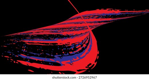 Carro adesivo envoltório banner abstrato linhas esportivas azul, vermelho e preto grunge combinação de cor escova trovão tempestade padrão automobilismo, Eps 10, Moderno.