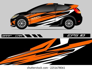 Car sticker wrap design vector. Abstract line graphic racing background kit design of vehicle, race car, rally, livery