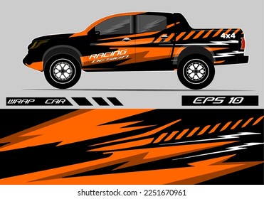 Car sticker wrap livery design. Abstract line racing background graphic vector design for vehicle, race car, rally, adventure livery camouflage.