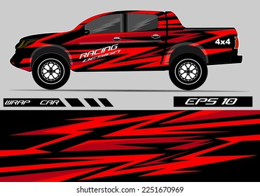 Car sticker wrap livery design. Abstract line racing background graphic vector design for vehicle, race car, rally, adventure livery camouflage.