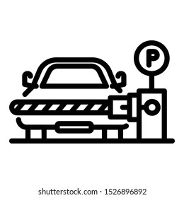 Car stop on barrier icon. Outline car stop on barrier vector icon for web design isolated on white background