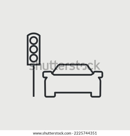 car stop at red traffic light vector icon road 