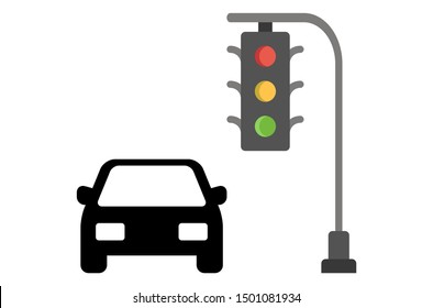 The car stopped at a traffic light.