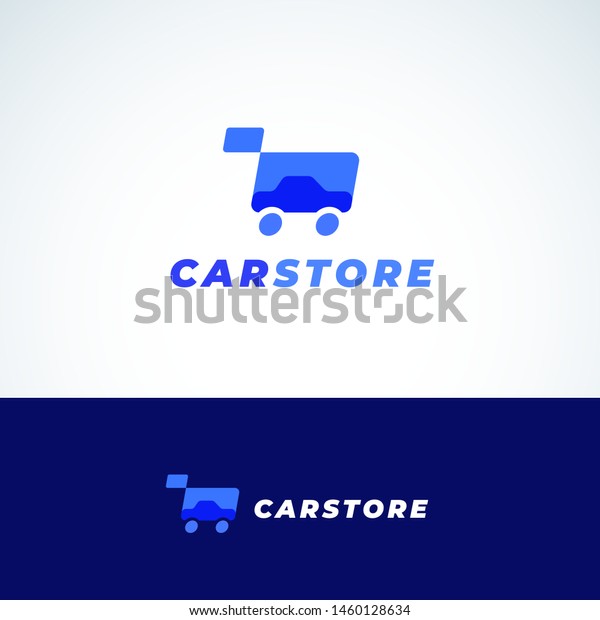 Car Store Abstract Vector Sign,\
Symbol or Logo Template. Auto Silhouette and Shopping Cart with\
Modern Typography. Automobile Deals Emblem.\
Isolated.