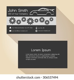 Car Store And Mechanic Garage Simple Business Card Design  Eps10