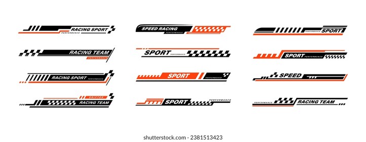 Pegatina de elementos de rayas para el diseño de vectores de deportes de carreras