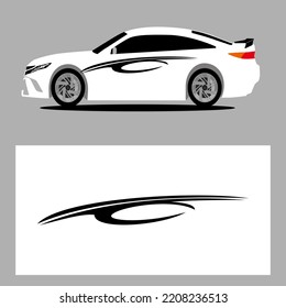 car stripes vector art decal with black color. stripes car decal. sticker car decal