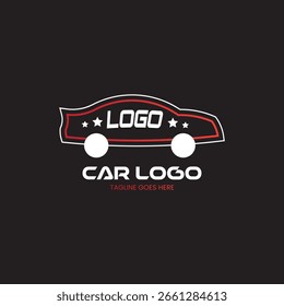 Logotipo del movimiento del coche con la estrella y las ruedas. logotipo mínimo simple