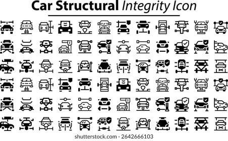 car Structural Integrity icon.eps collection, sketches, logo illustrations, web symbols, outline style pictograms package isolated on white background. Vector graphics. stock illustration