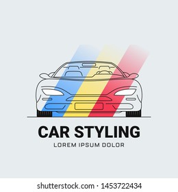Car styling logo template with three color stripes