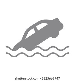 Car submerged in water icon vector illustration with submerged drowning accident emergency transportation