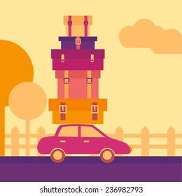car with suitcases