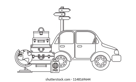 car with suitcases bags pile