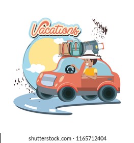 car with suitcases travel vacations