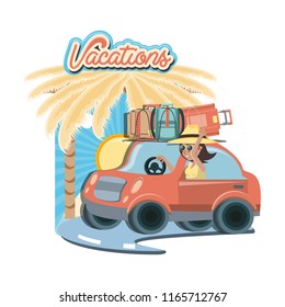 car with suitcases travel vacations